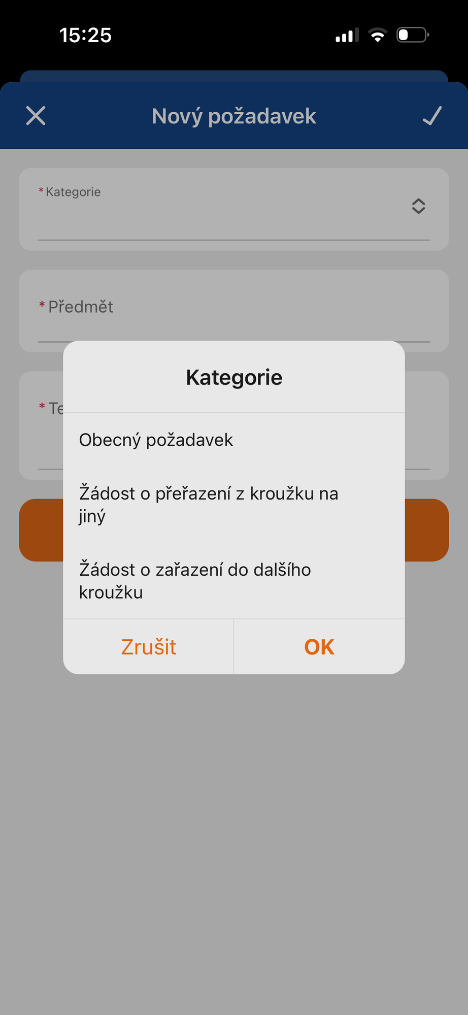Změna kroužku nebo zařazení do dalšího kroužku